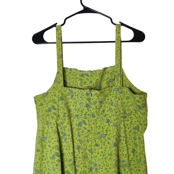 Vtg 90s Venezia Lime Green Paisley Ruffle Square Neck Cotton Dress 18 Clueless - Picture 5 of 11